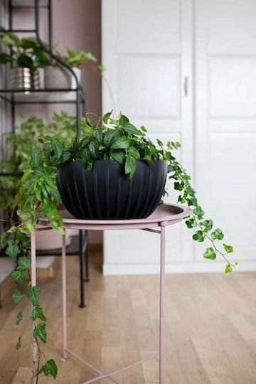 Lamela Mira Plastic Flower Pot Black with Saucer 14x14x14cm