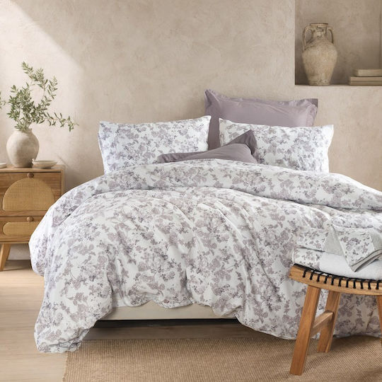 Rythmos Camelia Sheet Set with 2 Pillowcases Super-Double Fitted 160x260+25cm Ecru (3 Pieces)