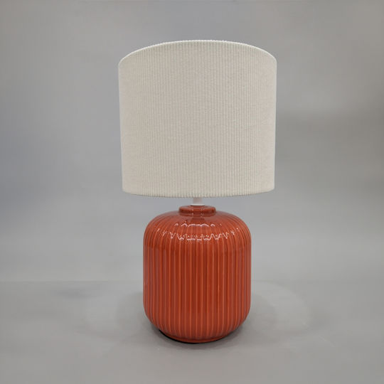Liberta Ceramic Table Lamp with White Shade and Red Base