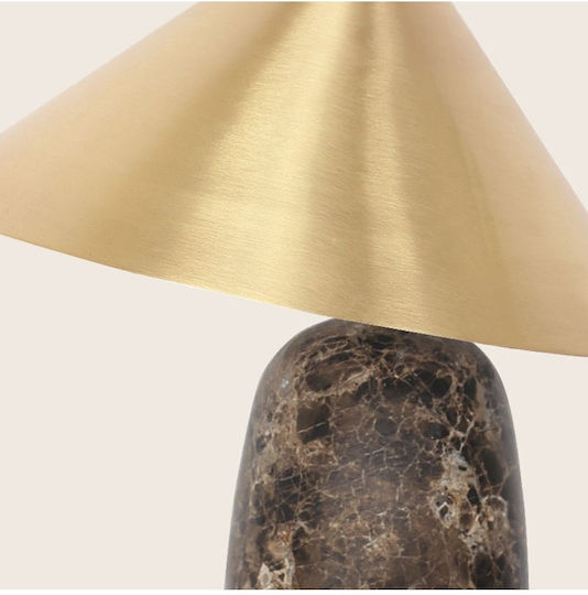 Zambelis Lights Diko Table Lamp for E27 Socket with Gold Shade and Brown Base