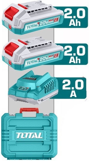 Total TDLI206686E Battery Drill Driver Brushless 20V 2x2Ah