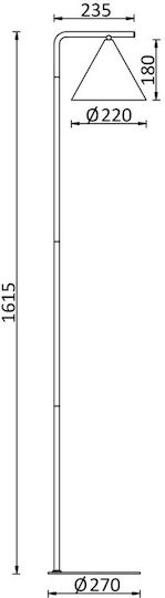 Braytron Floor Lamp with Socket for Bulb E27 Black