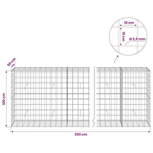 vidaXL Steel Gabion Box for Garden Fencing 10x10 cm Silver