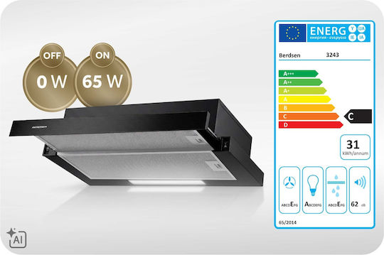 Retractable Cooker Hood 50cm Black