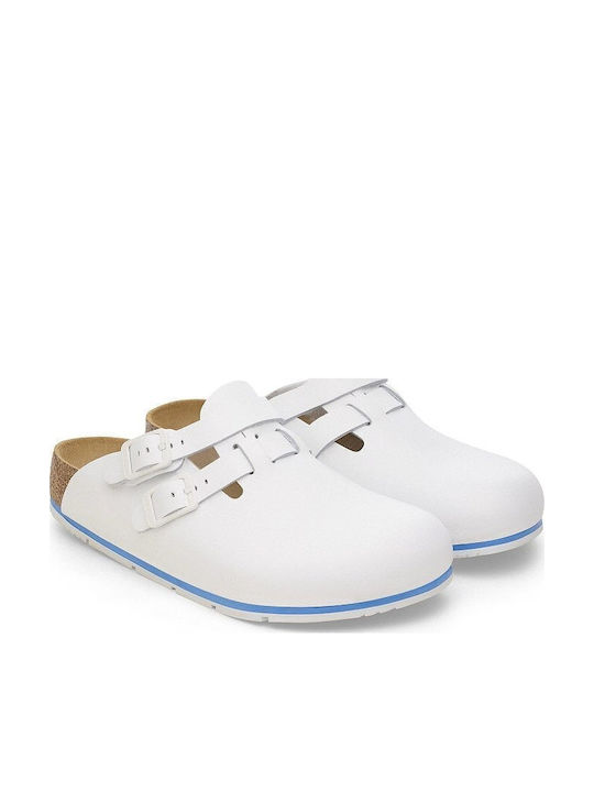Birkenstock Kay Pro Saboti Anatomici din Piele Albi