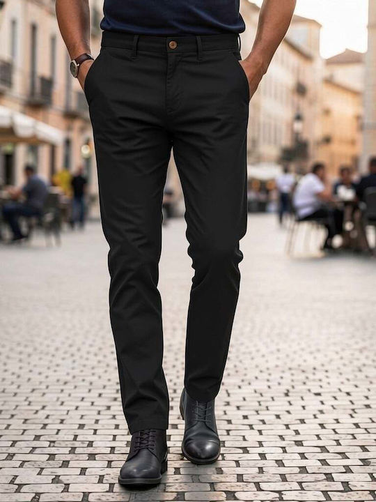 Men's Stretch Trousers with Straight Leg Black