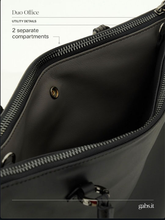 G10 Duo Office Large Leather Women’s Shopper Bag Nero / Lava