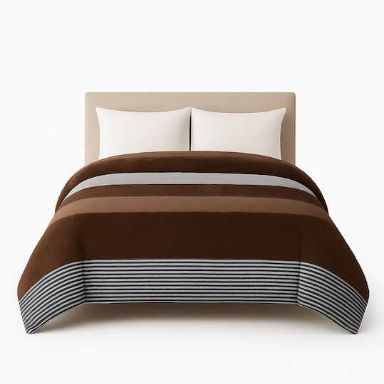Saray Home Bettbezug Großes Doppelbett 220x240cm Stripe Ivory / Brown 300 GSMGsm
