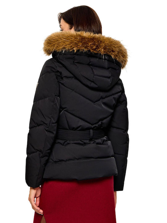 Guess Fatema Kurze Damen-Pufferjacke für den Winter Black