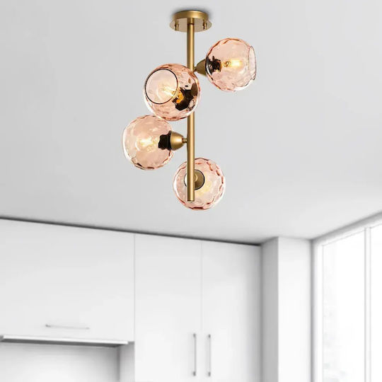 Opviq Benek Lampă Suspendată Roz pentru 15 Becuri E27 40x55 cm Opviq Benek Lampă Suspendată Roz pentru 15 Becuri E27 40x55 cm