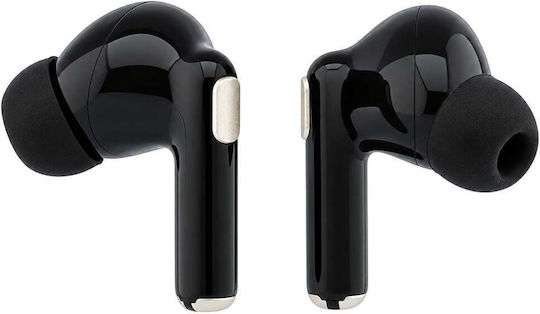 Glossy Gold Lineprinted Classic Logo In-ear Bluetooth Handsfree Headphones with Gold Charging Case