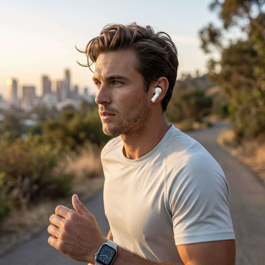 Glossy Gold Lineprinted Classic Logo In-ear Bluetooth Handsfree Headphones with Gold Charging Case