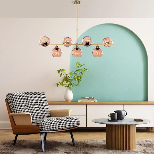 Opviq Benek Lampă Suspendată Roz pentru 15 Becuri E27 10x10 cm Opviq Benek Lampă Suspendată Roz pentru 15 Becuri E27 10x10 cm