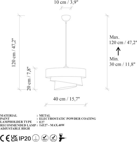 Opviq Stage Kronleuchter Hängelampe Braun mit E27-Fassung 10x40x30 cm