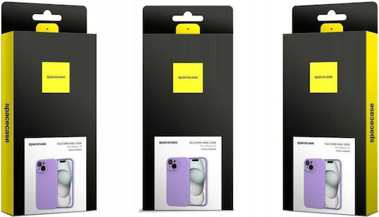 Калъф за iPhone 15 Spacecase Silicone Mag Case от силикон MagSafe Lavender 5905719142742