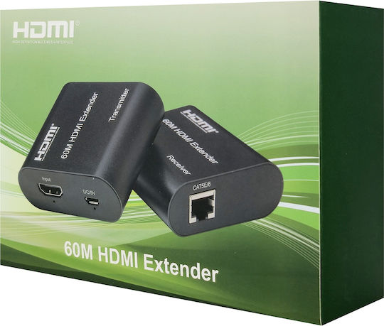 Powertech Extender Video HDMI Cab-h204 Prin Cablu RJ45 1080p/60hz Loop Până la 120m Dm130693