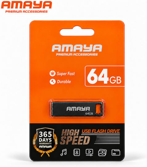 Amaya 64GB USB 2.0 Stick Μαύρο