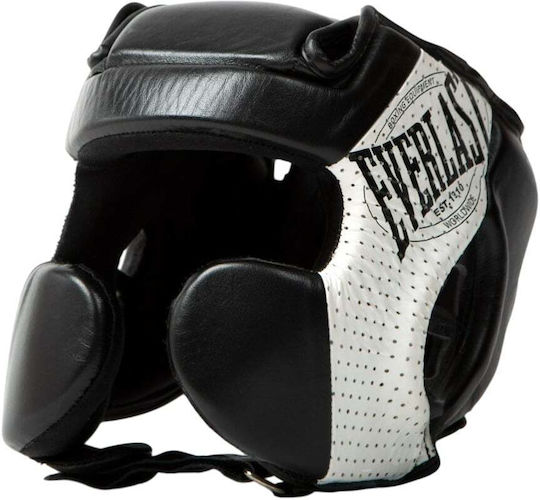 Everlast Cască de Box pentru Adulți, de Tip Deschis, din Piele Neagră
