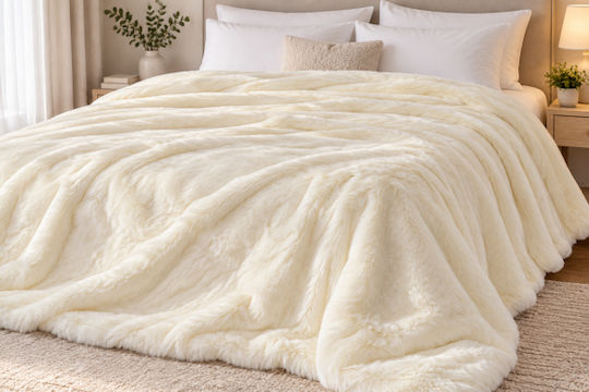 Morena Spain Double Fleece Blanket 220x240cm Ecru WM-LB-01-27BL-ECRU