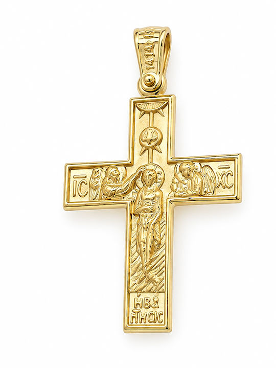 Daskalakis Men’s 14K Gold Cross with Crucified Without Chain