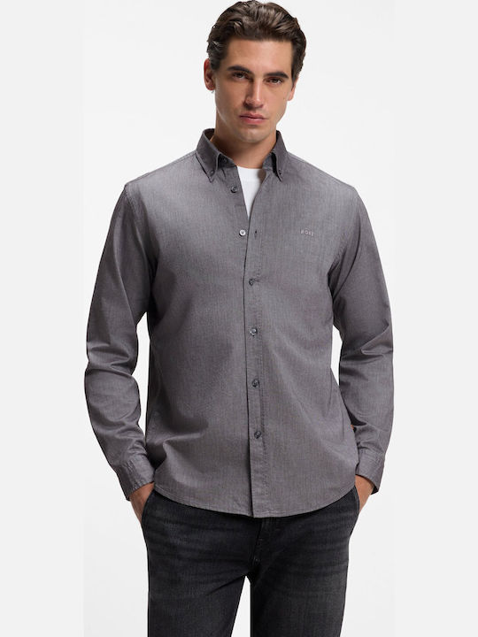 Rickert Long Sleeve Shirt in Regular Fit Dark Brown