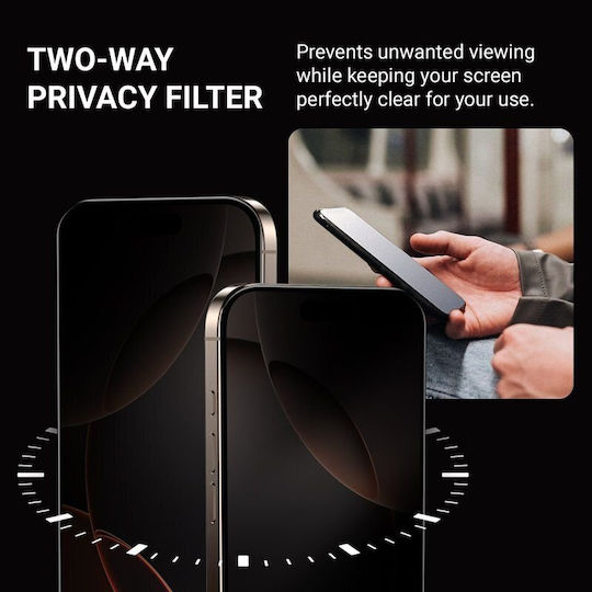 Crong Privacy 3D Armour Glass Folie de Sticlă Securizată Privacy pentru iPhone 18 Pro Crgp3dagip1863p