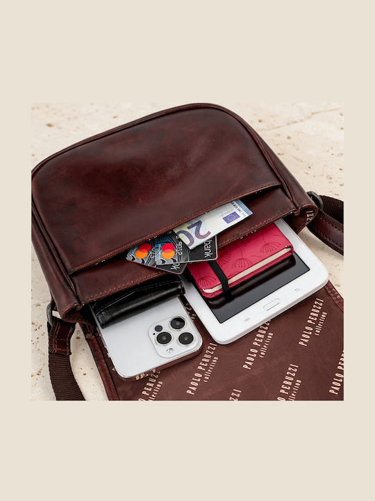 Set aus Gehäkelter Brauner Damen-Messenger-Tasche
