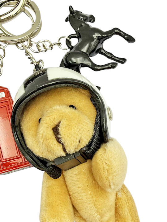 5-2704 Playful Biker Teddy Bear Keychain Savil
