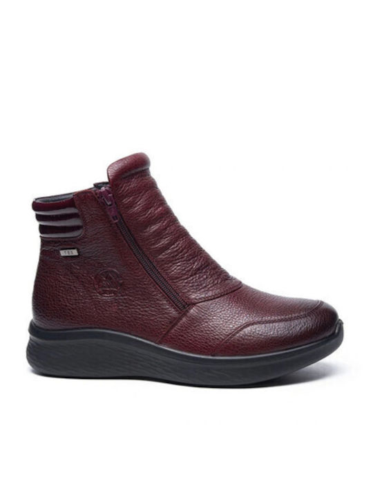 Burgundy Leather Women's Ankle Boots