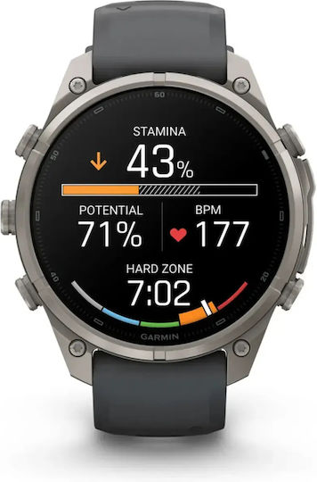 Garmin Fenix 9 Pro InReach Titanium 47 mm Водоустойчив смарт часовник с пулсомер (графитен/черна силиконова каишка)