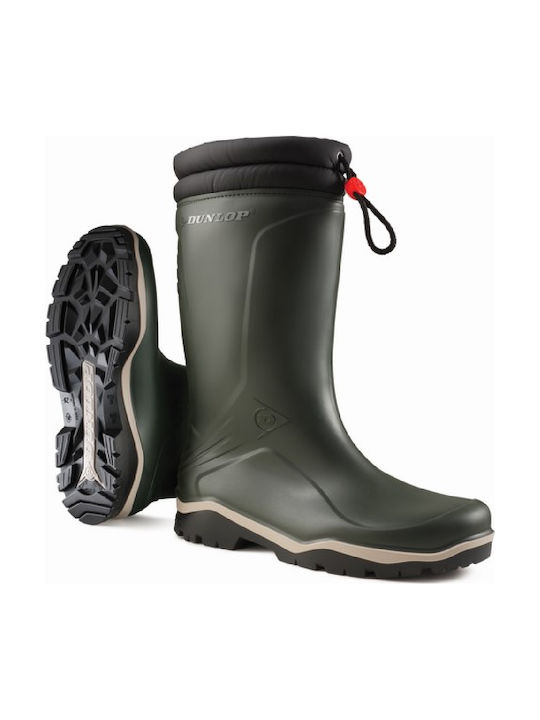 Dunlop Blizzard Unisex Knee-High Work Wellies with Fur, Green, WR Certified