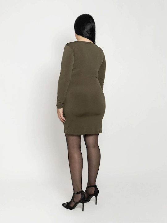 Mini-Abendkleid in Wickeloptik Khaki