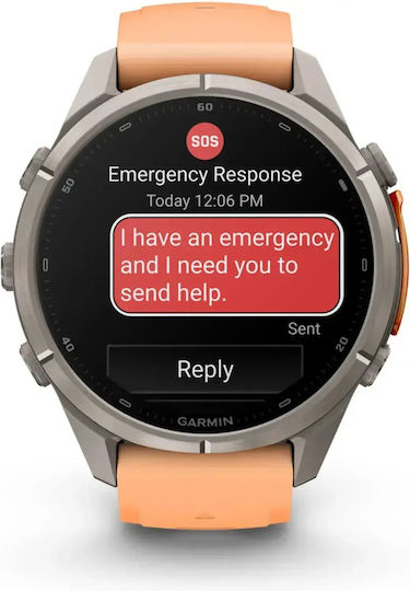 Fenix 9 Pro InReach Titanium 43 мм Водоустойчив смартчасовник с пулсомер (каишка от силикон в цвят Shell Pink/Autumn Orange)