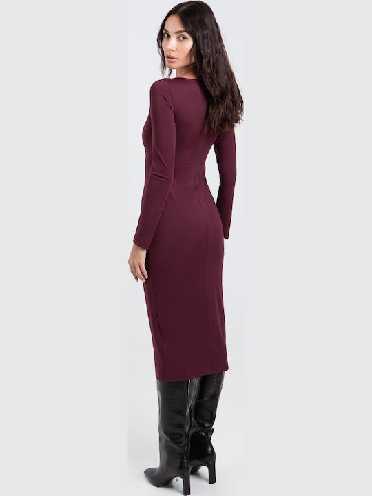 Midi-Abendkleid Bordeaux