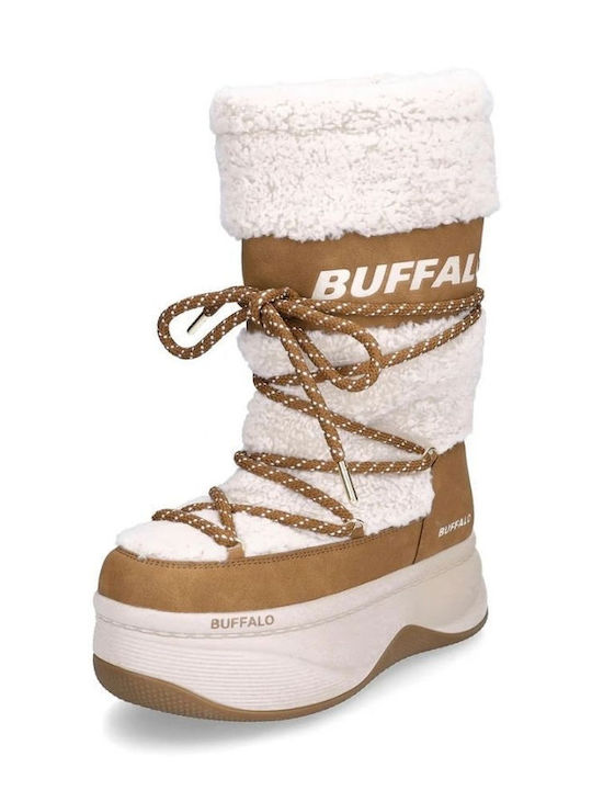 Buffalo Orcus Damen-Schneestiefel aus Leder mit Pelz in Braun Buffalo Orcus Damen-Schneestiefel aus Leder mit Pelz in Braun