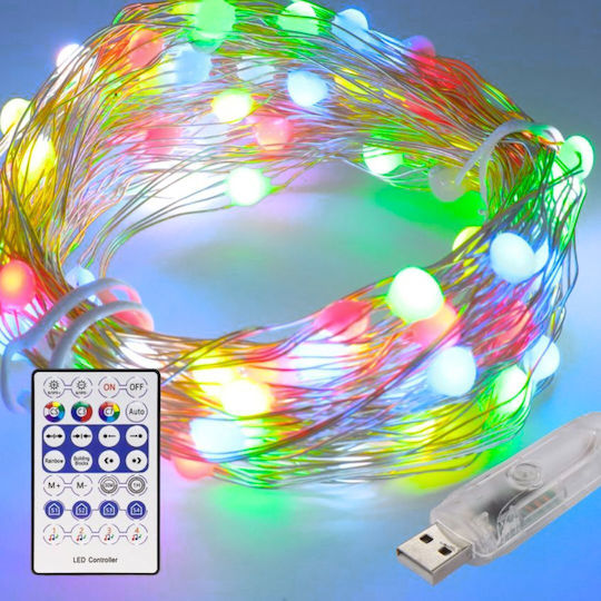 100 LED Лампички 10 м RGB USB на Лента