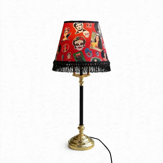 Oxygen Table Lamp for E27 Socket with Red Shade and Black Base