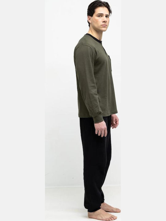 Odyssey Pijama Bărbătească de Iarnă din Bumbac Verde