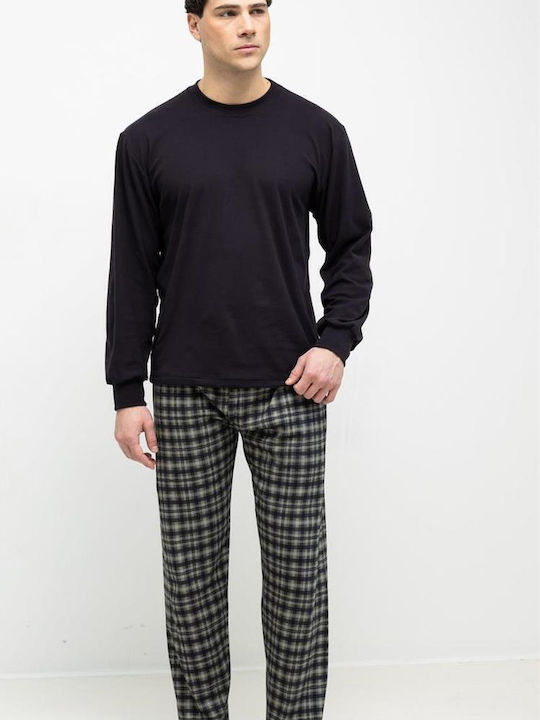 Odyssey Winter Checked Men's Cotton Pyjamas Black