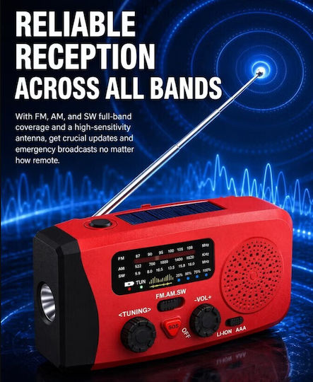 Joc A320 Retro Portable Solar Radio with USB Red