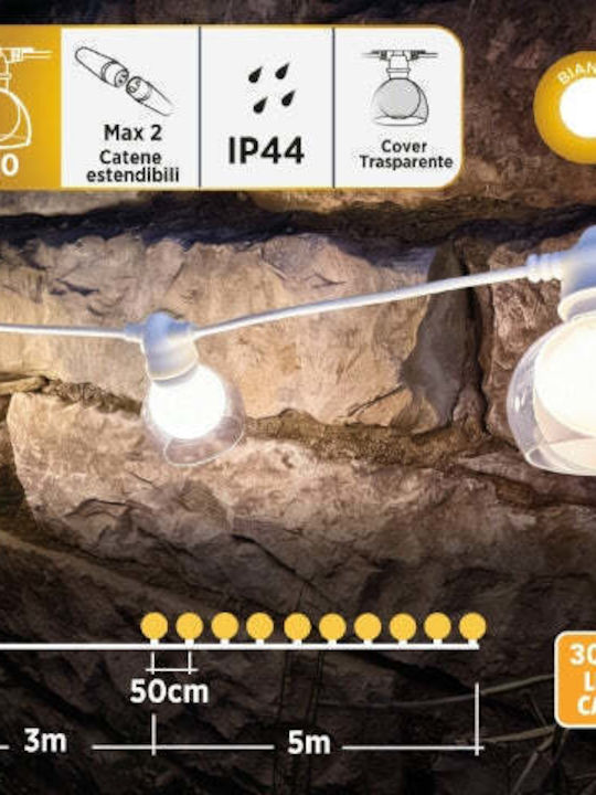 GBC Wasserdichte LED-Lichterkette IP44 8 m mit 10 Lampen Warmweiß