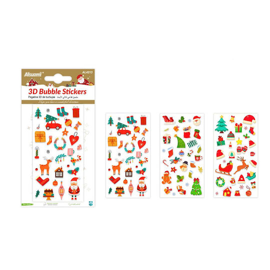 Alsuomi Autocolante Bubble 3D de Crăciun 3 Modele – 1 Buc Alsuomi Autocolante Bubble 3D de Crăciun 3 Modele – 1 Buc