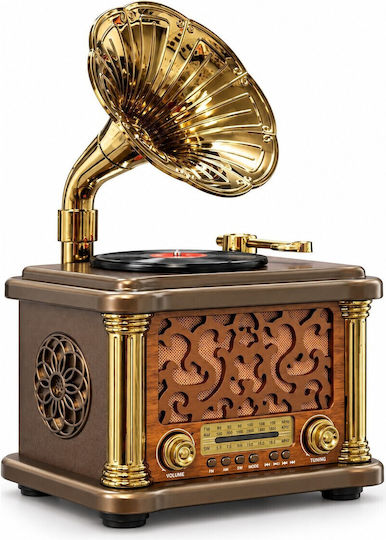 AM Retro Tragbares Wiederaufladbares Radio mit Bluetooth und USB in Braun