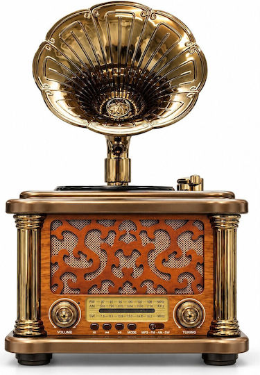 AM Retro Tragbares Wiederaufladbares Radio mit Bluetooth und USB in Braun