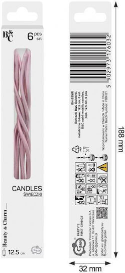 Swirl Candles Metallic Pink 12.5 Cm 6 Pieces