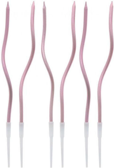 Swirl Candles Metallic Pink 12.5 Cm 6 Pieces
