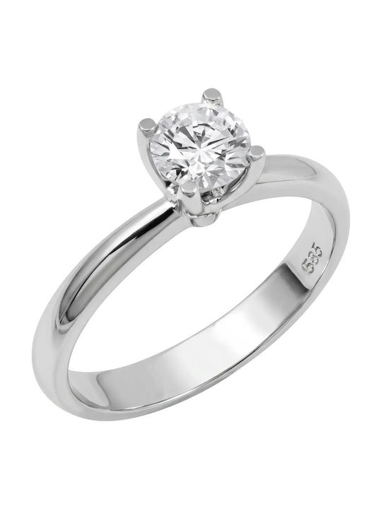 Solitärring aus 14-karätigem Weißgold mit Diamant Solitärring aus 14-karätigem Weißgold mit Diamant