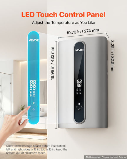 Vevor Wall-Mounted Instant Water Heater for Bathroom / Kitchen Three-Phase 24kW
