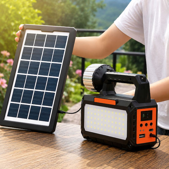 Verk Group Λάμπα Led Ηλιακή για Camping με Φακό & Ραδιόφωνo 3.5W Μπλε