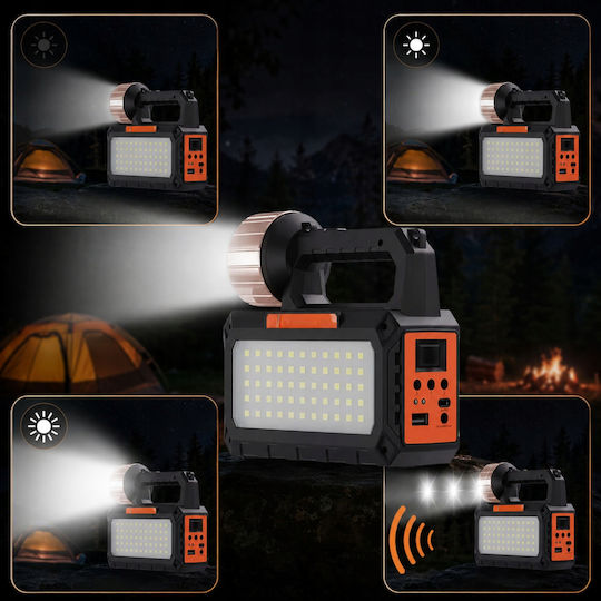 Verk Group Λάμπα Led Ηλιακή για Camping με Φακό & Ραδιόφωνo 3.5W Μπλε